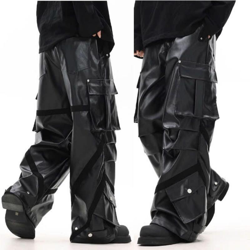 Quần Da túi hộp ống rộng Nam Nữ LOVY nhiều túi phong cách retro - ZooZoo