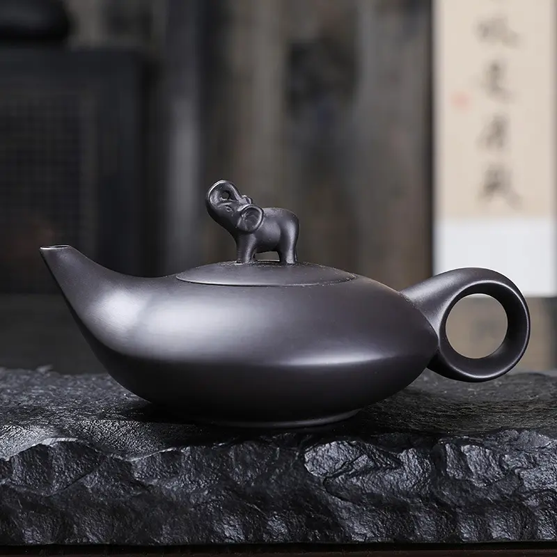 Ấm Pha Trà Cát Tượng 200ml - Bán Thủ Công - Cát Tím-Đen black  teapot