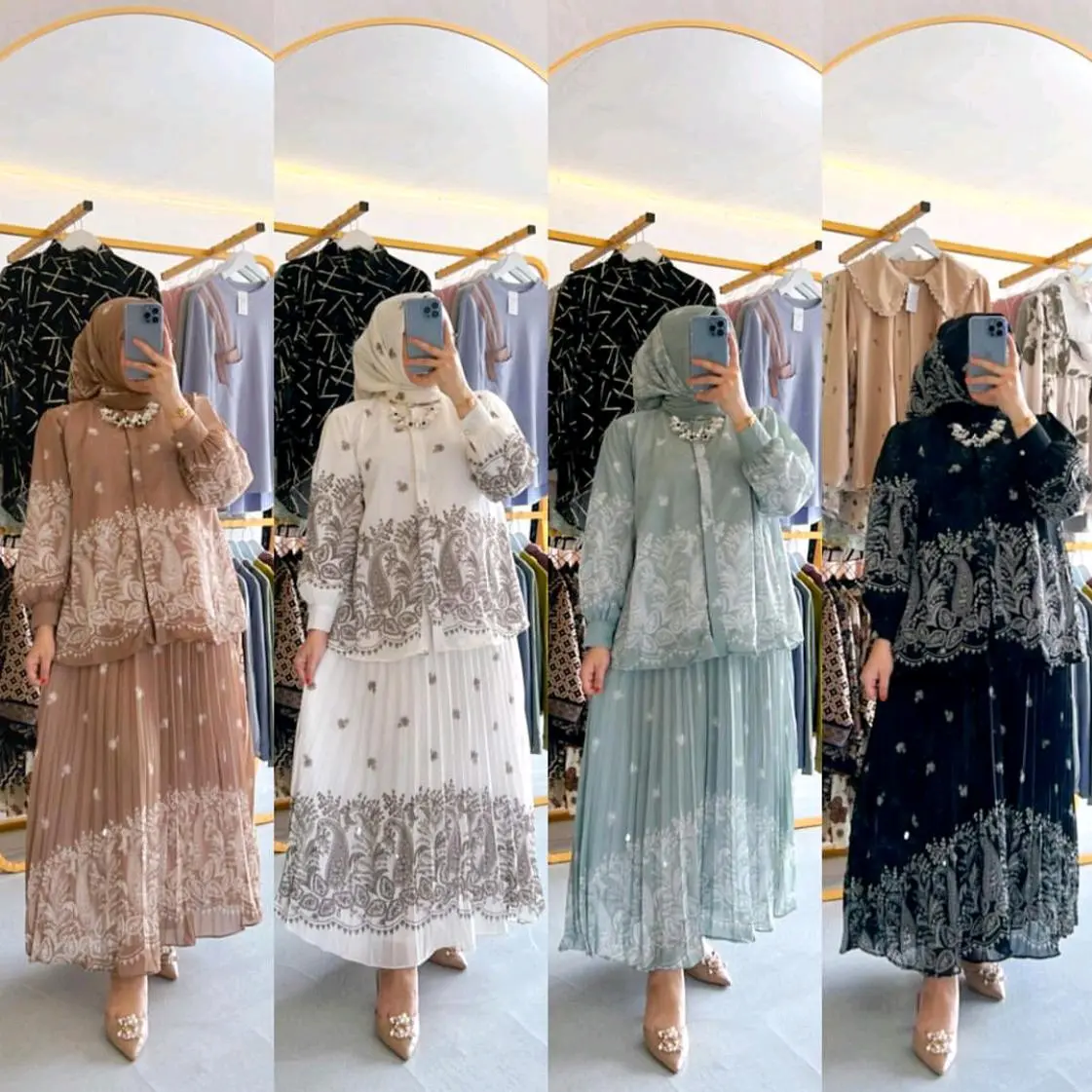 setelan ciffon ceruty premium free hijab setelan ciffon ceruty premium free hijab Gamis Muslim Ceruti Atasan Cantik