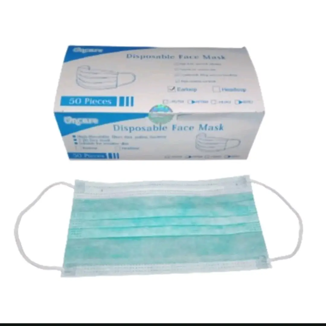 MASKER 3PLY HIJAU DISPOSABLE (50PCS) 3PLY MURAH BISA COD BAYAR DITEMPAT POLOS  Putih Karet