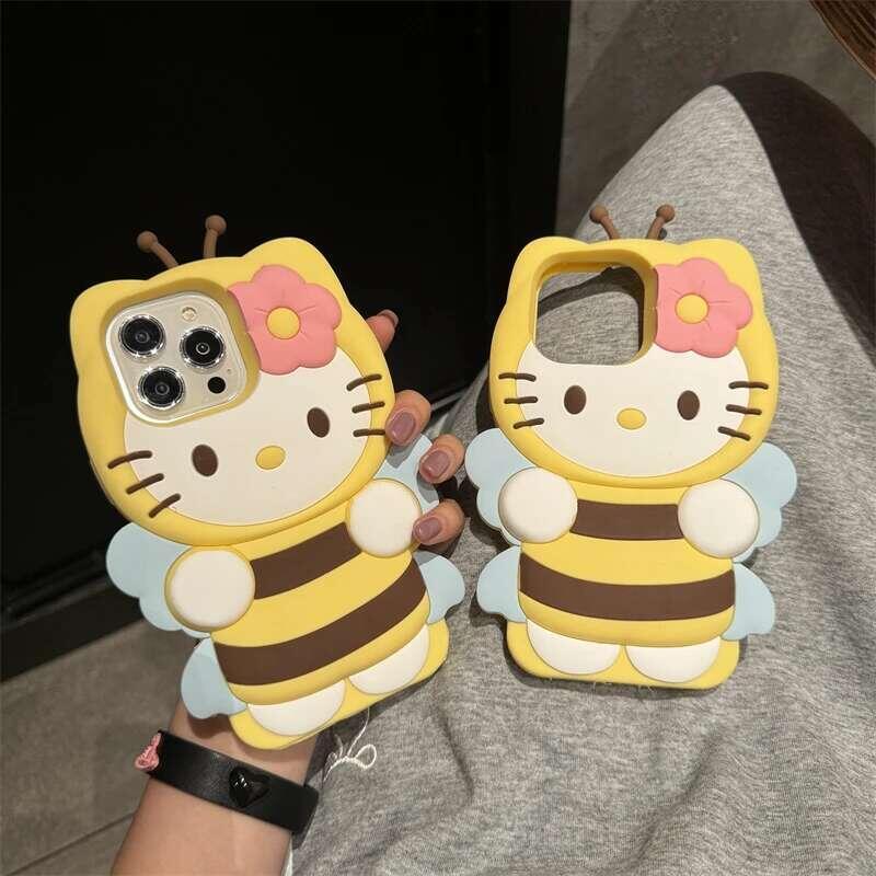 Product Introduction of 3D Cartoon Hello Kitty Honeybee Phone Case For 11T 12T 13 K40 Ultra K40S K50 K70 Pro Soft Silicone Cat Cover 1
