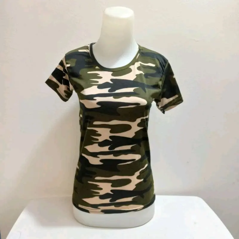 Baju Kaos Abg Tentara Hijau Army Polos Lengan Pendek Wanita Slim-fitting Katun 1
