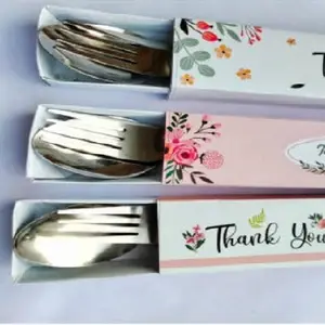 50 PCS SOUVENIR SENDOK GARPU STAINLESS MOTIF BINTANG UJUNG LANCIP KEMAS BOX SLEDING Steel Kitchenware