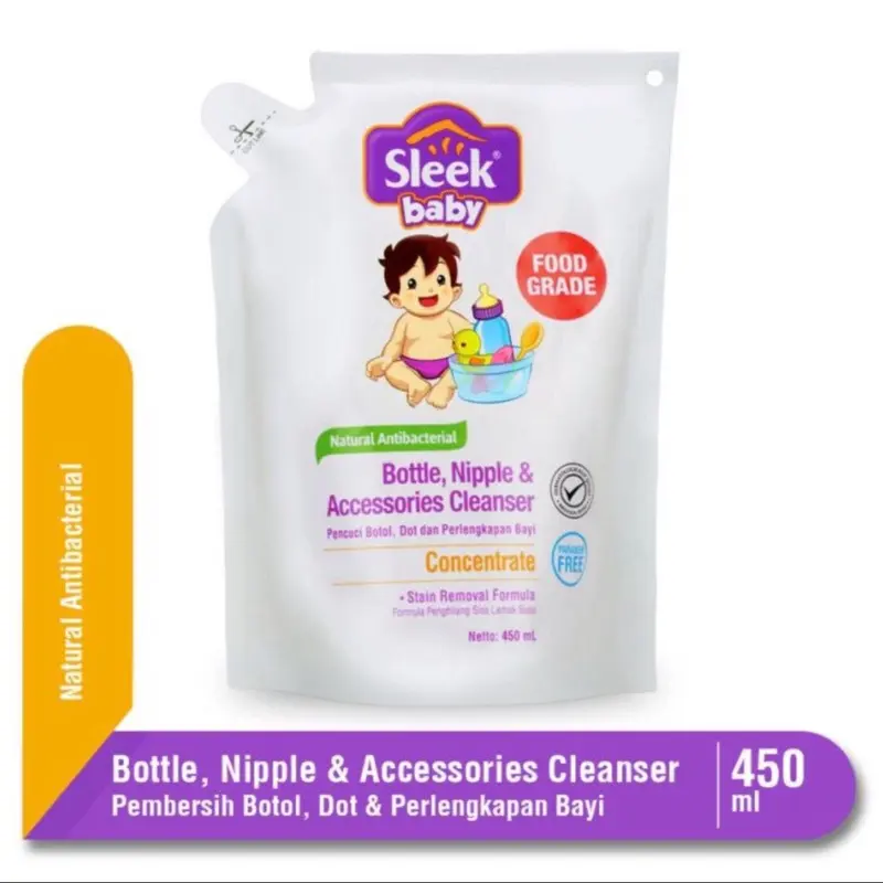 [450Ml] sleek baby bottle nipple and accessories cleanser / sabunpencuci botol bayi 0
