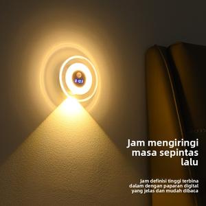 Clock Night Light, LED Smart Remote Control Clock, Human Body Sensor Light, Bedroom Bedside Rechargeable Night Light，Lampu Malam Jam, LED, Kawalan Jauh Pintar, Penderia Badan Manusia, Lampu, Boleh dicas semula, Sesuai untuk Tepi Katil Bilik Tidur