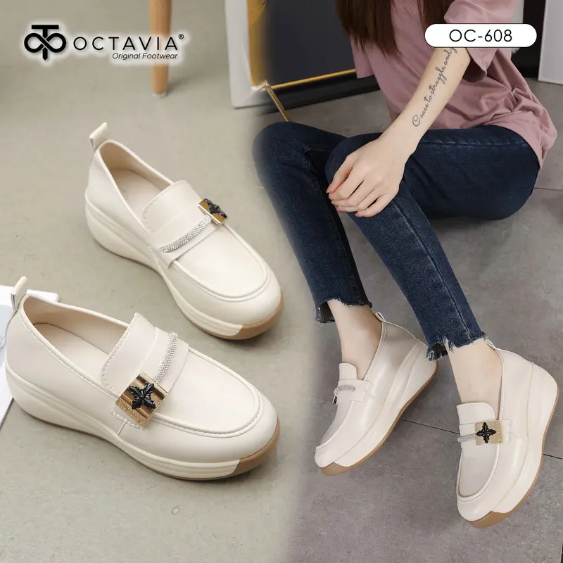 [ORIGINAL] OCTAVIA Sepatu Sneakers Casual Highsole Wedges Wanita #OC-608 2