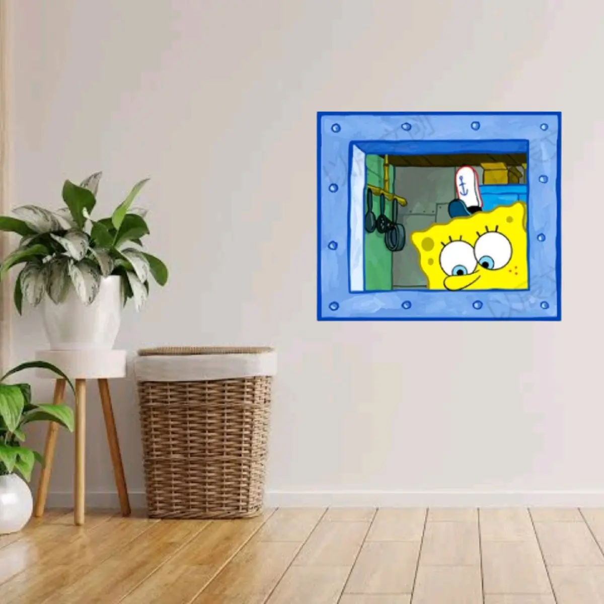 Stiker Dinding Poster Jendela Spongebob