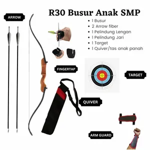 Paket Lengkap Busur Panah Panahan Anak SMP R30 Arrow Fiber Olahraga Outdoor