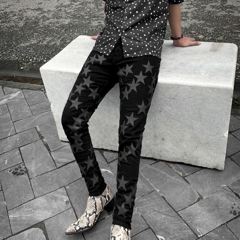 Quần may ngôi sao đen phom chuẩn likeaut chất vải bò dày dặn co dãn phom ôm chân Menswear Nam Jean jean dx quần jean