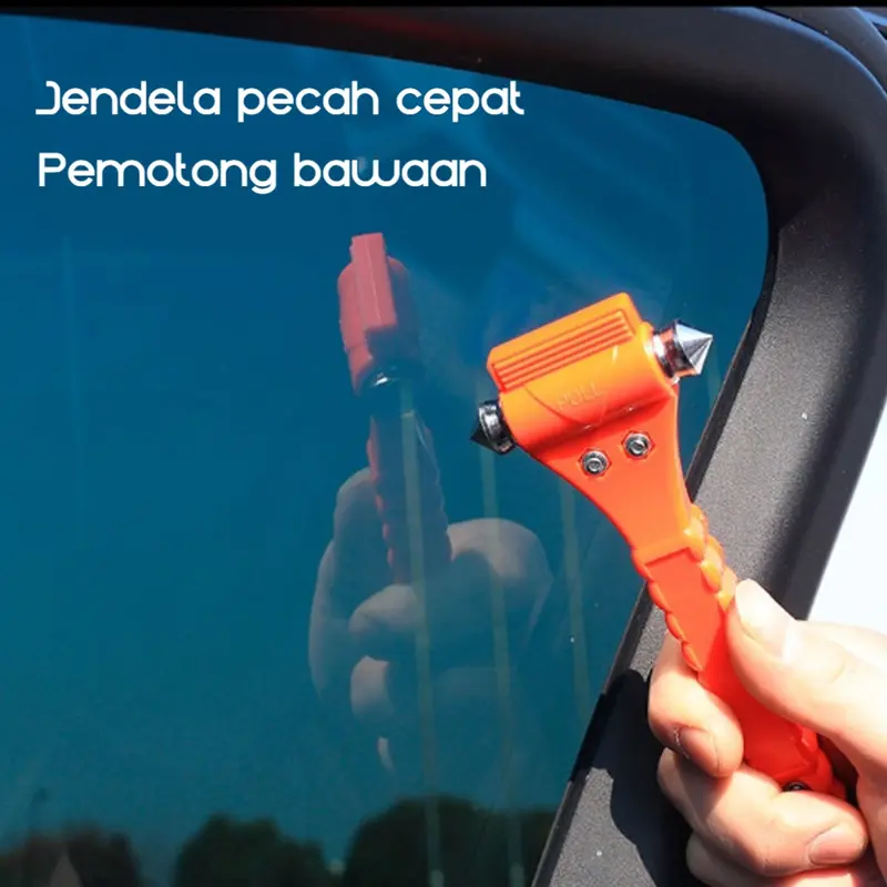 2 in 1 Emergency Glass Hammer & Seat Belt Cutter - Palu Pemecah Kaca Mobil Multifungsi untuk Keadaan Darurat, Aksesoris Keamanan Mobil Praktis dan Portable Kotak 1