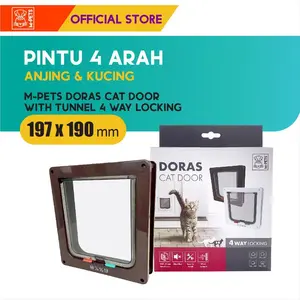 M-Pets Doras Cat Door With Tunnel 4 Way Locking / Pintu Kucing