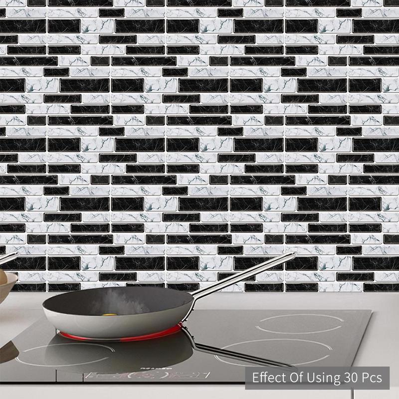 Marble Pattern Tile Sticker, 20pcs Self-adhesive Waterproof Removable Wall Sticker, Peel and Stick Wallpaper for Kitchen Bathroom Backsplash 4