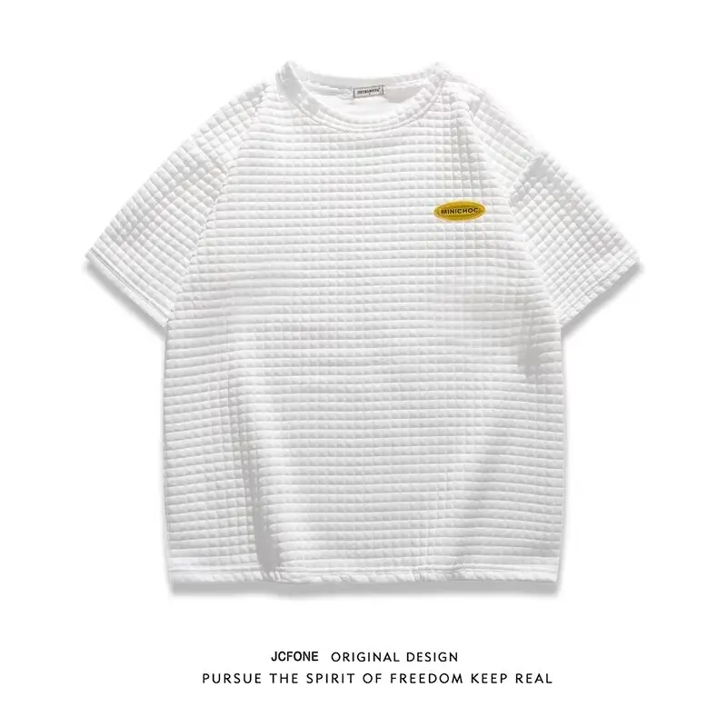 2024 New Short-Sleeved T-shirt Men's Ins Fashion Brand European and American Hip Hop Style round Neck Bottoming Shirt Top Summer