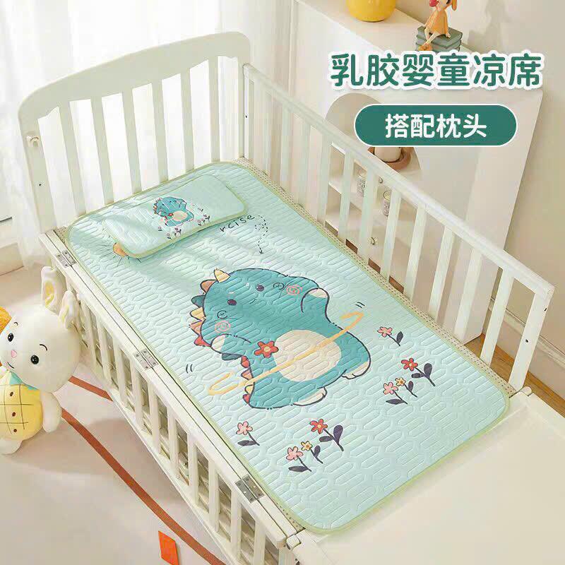 (TẶNG KÈM GỐI) Chiếu Điều Hoà Cao Su Non Tặng Kem Gối Cho Bé In Hình 5D Baby Bear nệm  cao Thun nệm  cao thảm  ngủ  cho  bé