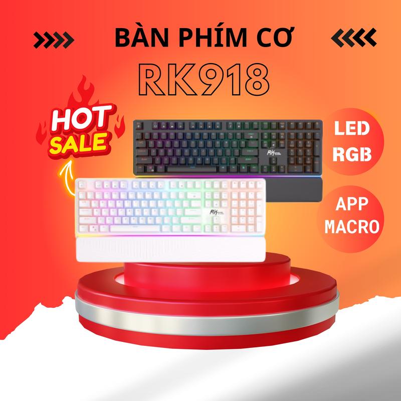 Bàn Phím Cơ Có Dây ROYAL KLUDGE RK918 Full LED RGB 16,8 Triệu Màu, Có App Điều Chỉnh, Layout 108 Phím Bảo Hành 12 Tháng