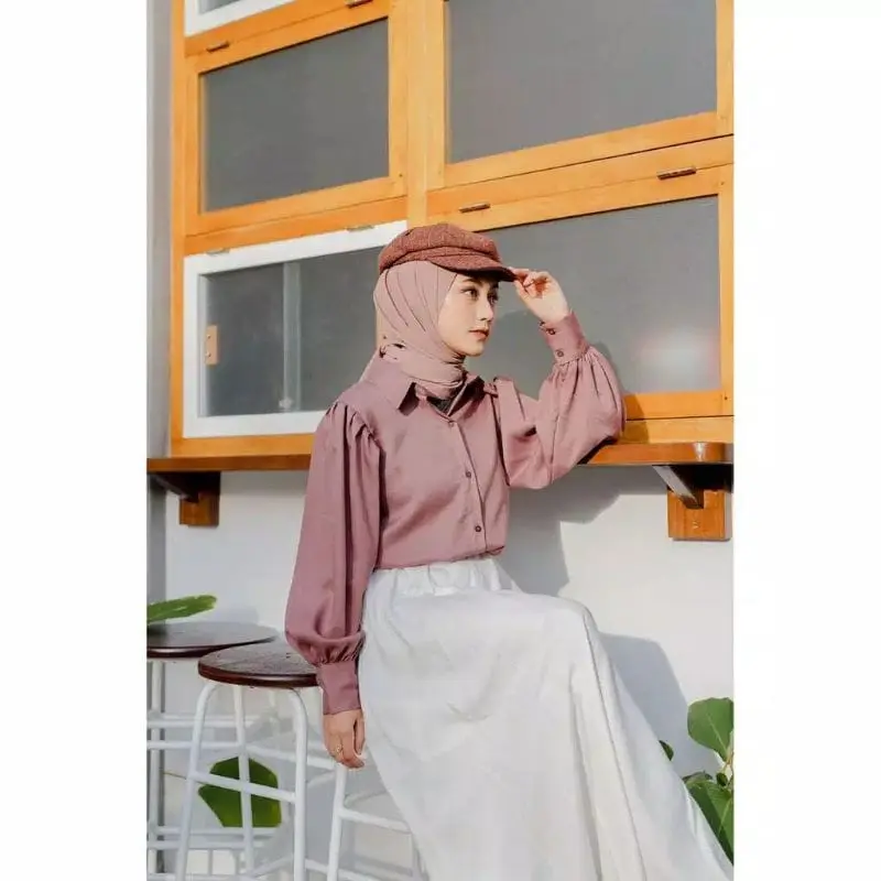 Kemeja Wanita Kekinian Crinkle Airflow Pemium By AS3 Atasan Panjang Baju Dewasa Oversize Casual Cewek Katun 4