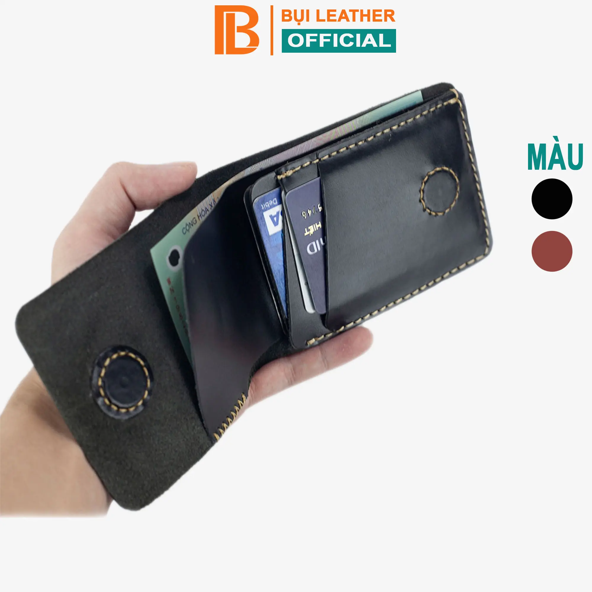 Ví Sen 3 PLUS Bụi Leather Da Pullup, Màu Đen, Nâu - V123, Bảo Hành 24 Tháng