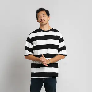 MATSUDA Kaos Oversize Stripe T shirt Oblong Distro Baju Lengan Pendek Pria Maebashi Atasan Katun Dewasa