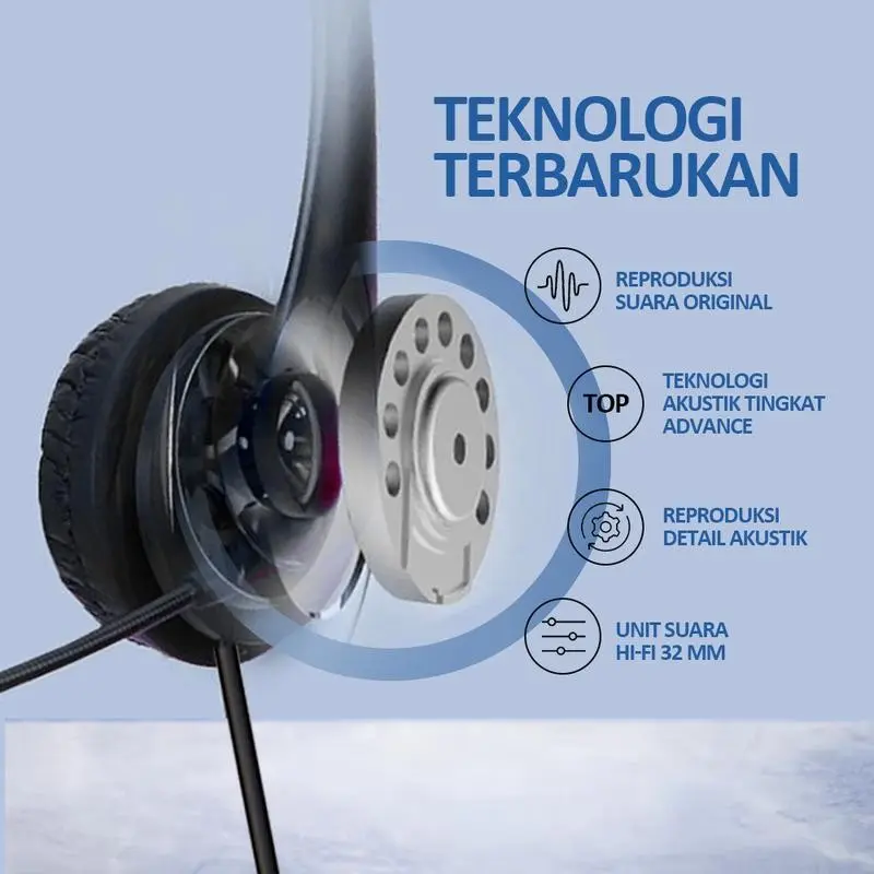 MKC KIMISO Headphone stereo dengan mikrofon dan single jack 3.5mm Cocok untuk pembelajaran di kantor Bass Headset Subwoofer Earphone Handsfree Bluetooth 1