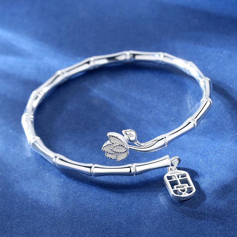 Product Introduction of Tay Vịn Tắm Bằng Tre,  Sterling 925, Kích Thước Miễn Phí, Với Quyến Rũ "Nhu Y", Hòa Bình Sang Trọng 4
