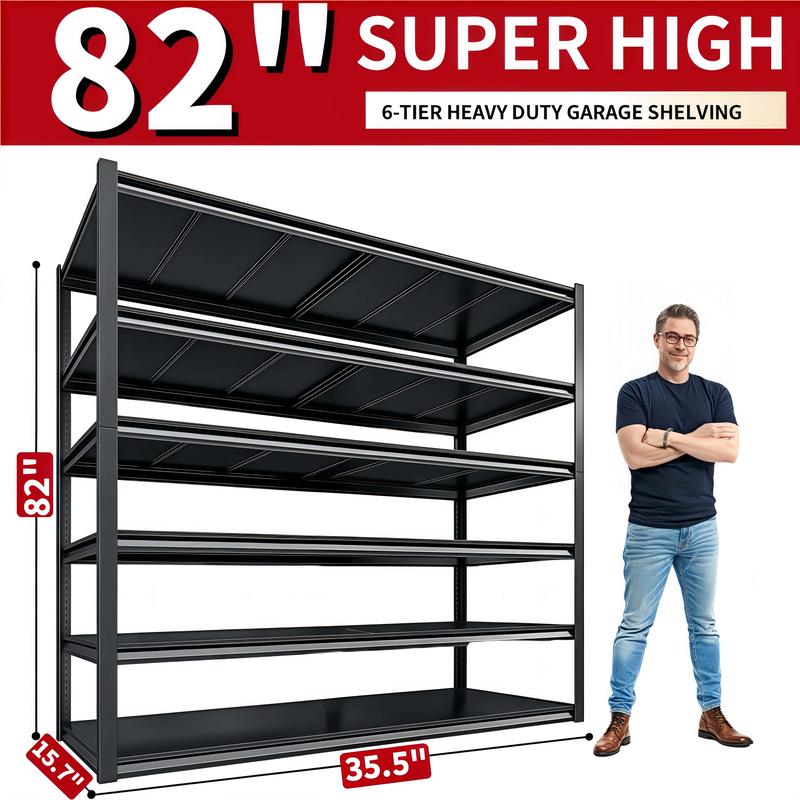 6-Tier Adjustable Metal Garage Rack, Commercial Shelf with Heavy Load ...