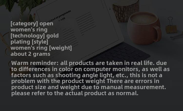 Product Introduction of Fashion Ladies 24K Simulated Gold Jewelry Ladies Rose Ring Elegant Ladies Lucky 0