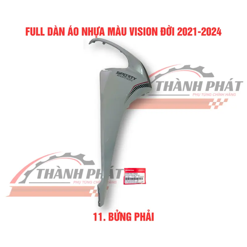 Dàn áo Vision Xám xi măng 2023 (bán lẻ từng món) zin hãng 6