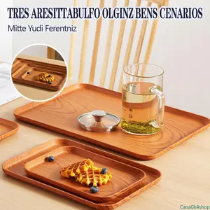 Nampan Plastik Motif Kayu PP Persegi Panjang Tray Serbaguna untuk Makanan Minuman Rumah Tangga Hotel Restoran Dapur Estetik Tahan Lama Ringan Mudah Dibersihkan