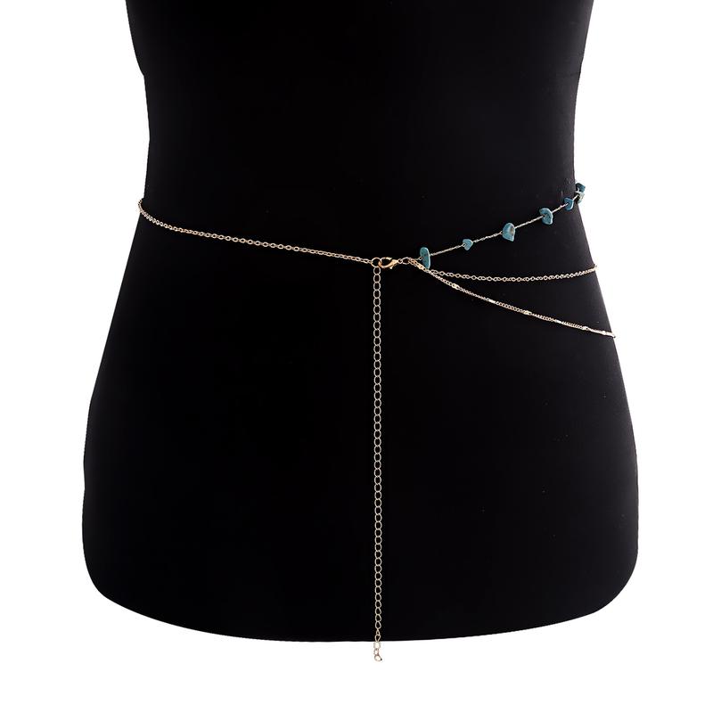 Waist Chain Multi Circle Faux Turquoises Jewelry Bohemian Adjustable for Daily Wear 7