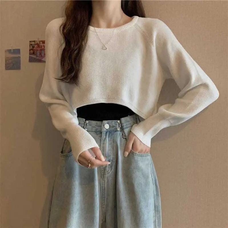 HHF~Crop Top Lengan Panjang Karet Wanita 3