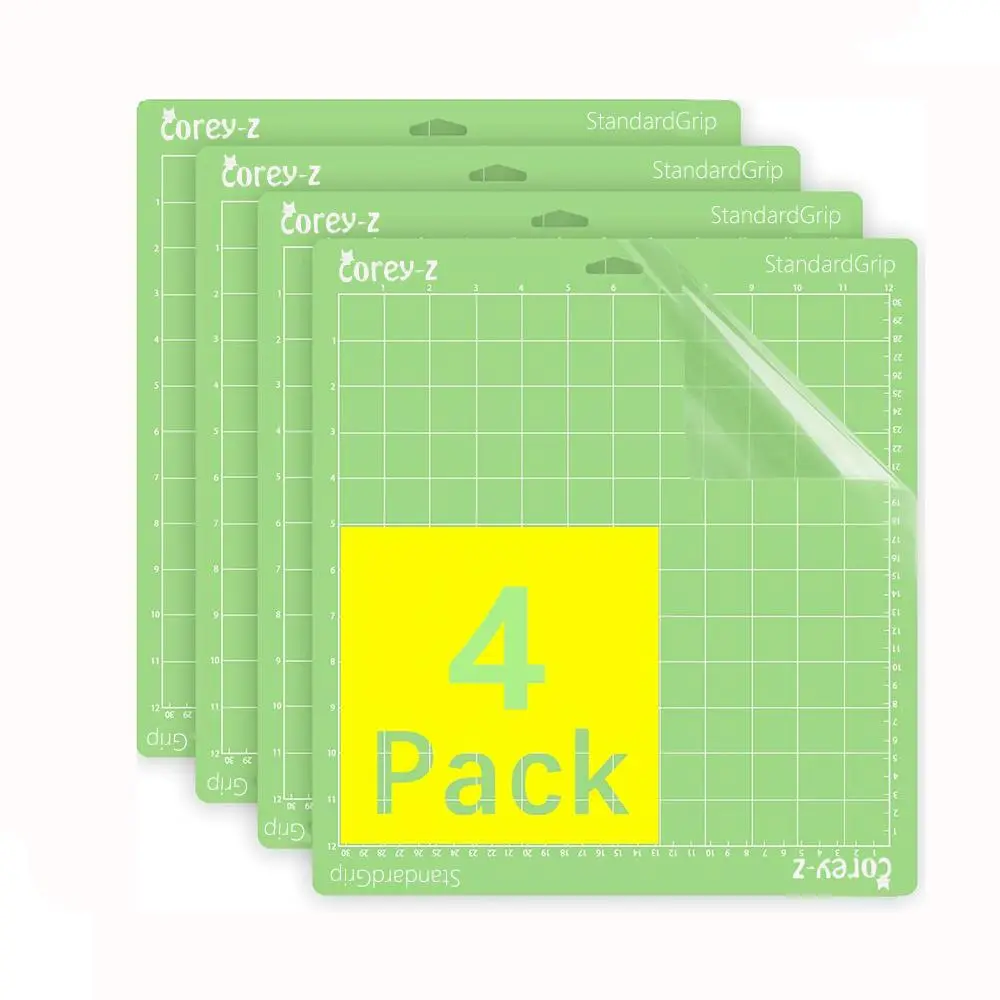 Standard Grip Cutting Mat (4 Counts), 12x12 Cutting Mat, Standard Sticky Quilting Cutting Mat, Replacement Accessories for Cricut
