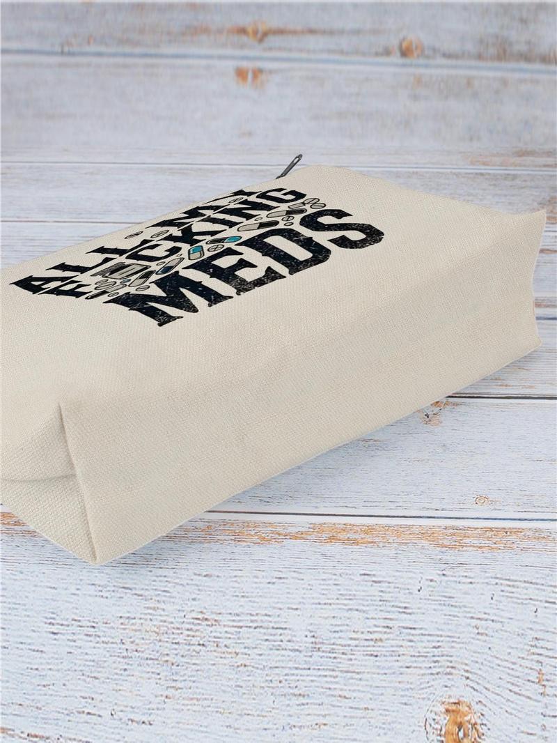 Product Introduction of Large Capacity Letter Print Makeup Bag, Lightweight Zipper Cosmetic Bag, Travel Toiletry Bag, Perfect Gift for Women 7