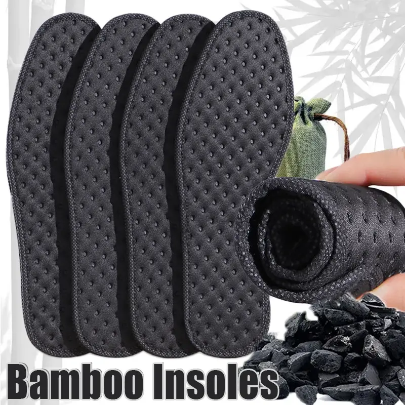 Lót Chân Khử Mùi Unisex, 1 Đôi, Chèn Than Tre, Trọng Lượng Nhẹ, Thoáng Khí, Miếng Lót Giày Thể Thao Mỏng, Hút Mồ Hôi