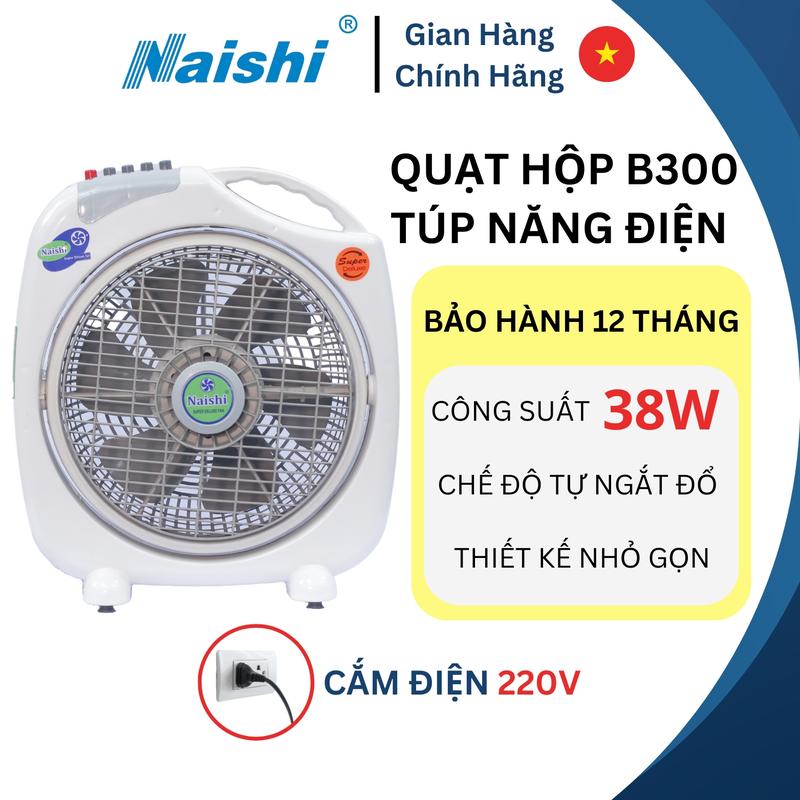 [HT02] Quạt Hộp Tản Gió Điện Cơ NAISHI B300 Có Chế Độ Đổ Tắt - Quạt Hộp Để Giường Điện Áp 220v  - Bảo Hành 12 Tháng Của Nhà Sản Xuất