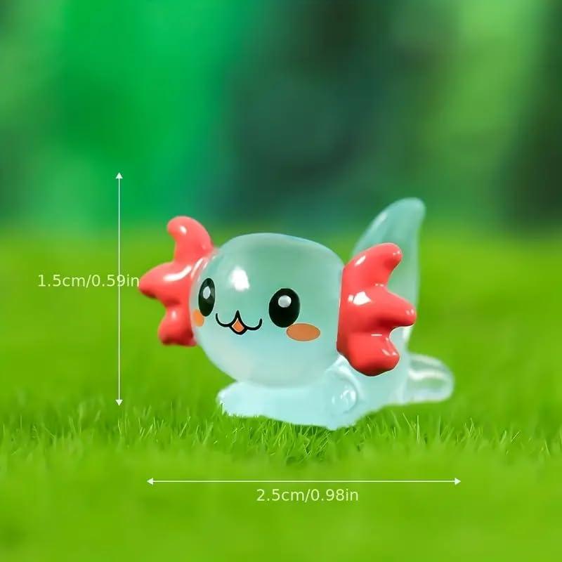Random Color Luminous Mini Resin Axolotl, 8 Counts Cute Cartoon Glow in The Dark Miniature Figurine, Fun Tiny Animal Ornament for DIY Craft Garden Fairy Landscape Pastel Potted Plants Decoration 1