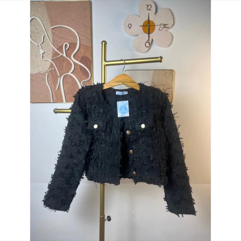 Áo khoác dạ lông crop top form rộng 4