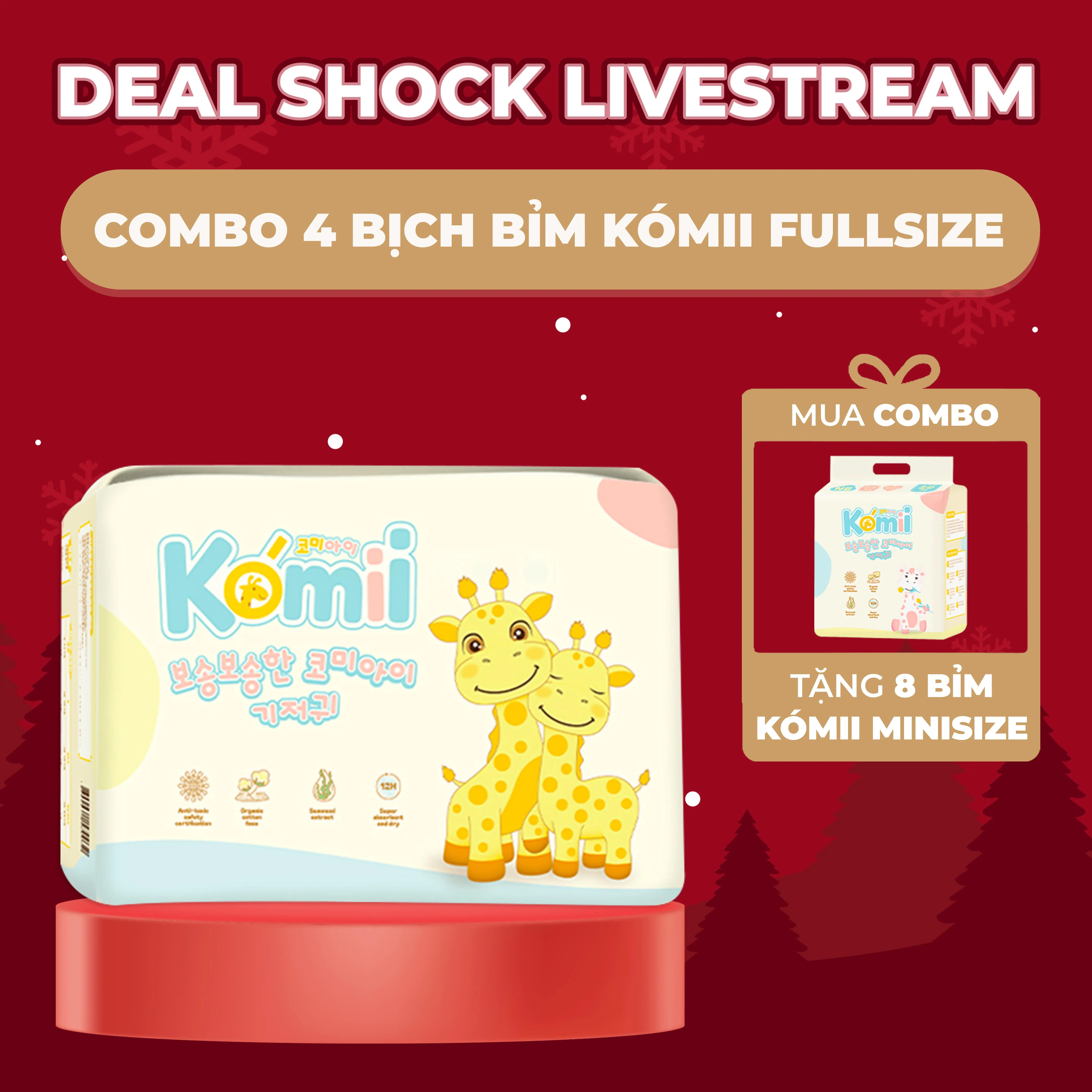 [MUA 4 TẶNG 8] COMBO 4 Bịch Tã/Bỉm Komii Fullsize cao cấp Hàn Quốc - TẶNG 8 BỊCH KOMII MINISIZE UPSIZE