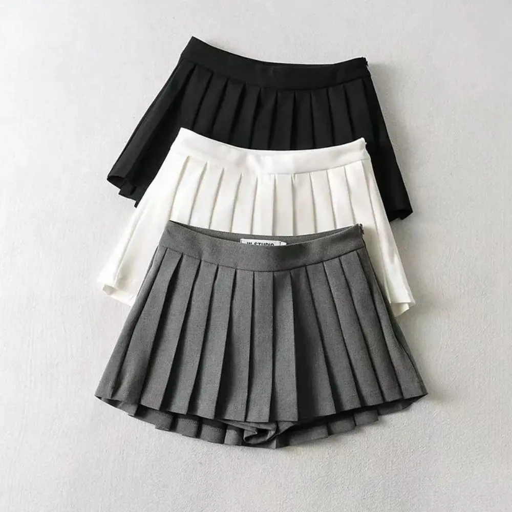 Sexy Women Pleated Skirts High Waist Summer Vintage Mini Skirts Korean Tennis Student White Designed Dance Skirt Womenswear Bottom Lady Comfort Basic Casual Fitted Lingerie Minimalist