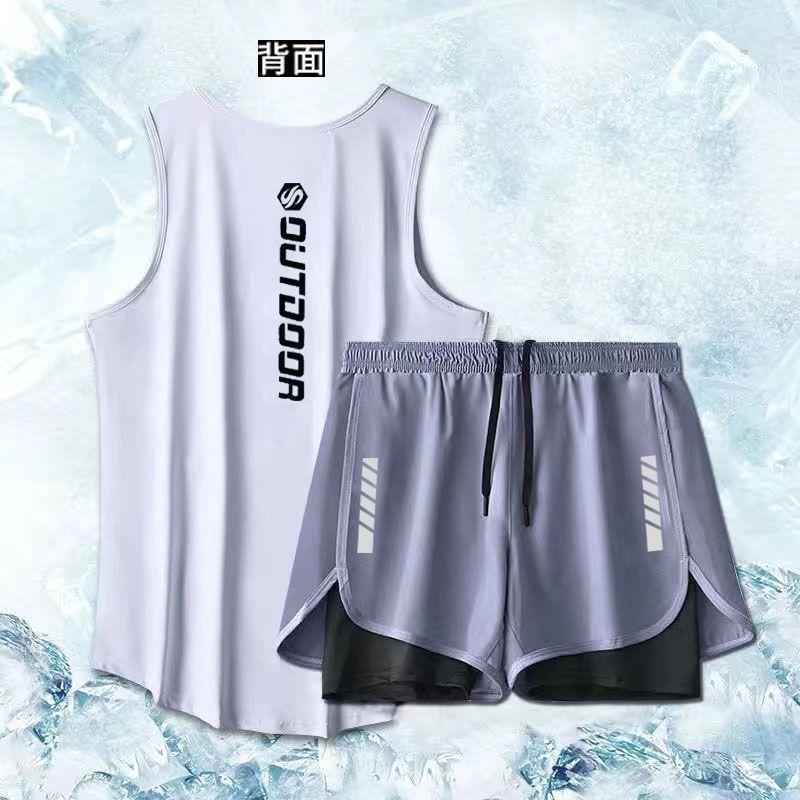 Bộ Đồ Thể Thao Vest Thể Dục, Không Tay, Nhanh Khô, Thích Hợp Cho Bóng Rổ Và Chạy Bộ, Ngoài Trời, Tập Luyện Mùa Hè, Quần Đùi Thoáng Khí, Thích Hợp Cho Chạy Bộ Buổi Sáng Và Đường Đua 3
