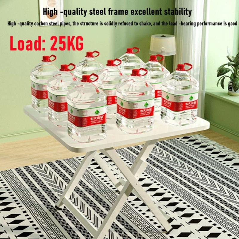 XiaoZhou-Foldable Dining Table - Warm White, 70x70x72cm, Artificial Plate, 25kg Load 7