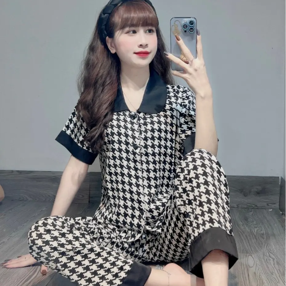 BỘ PYZAMA ÁO CỘC QUẦN DÀI ZZ ĐEN