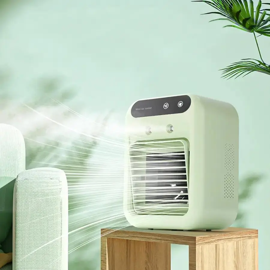 Portable Air Conditioner Fan, USB Rechargeable 500ML Large Capacity Water Tank Spray Humidification Cooling Fan, Two-speed Wind Mode Mobile Air Conditioner Fan