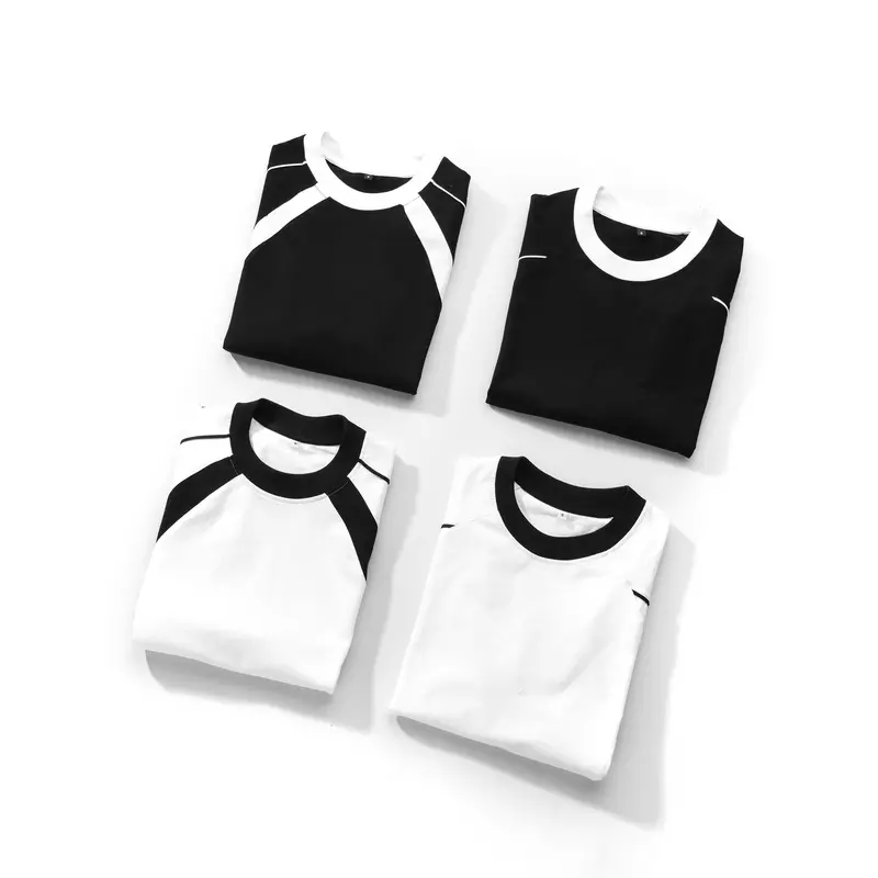 Áo thun unisex phối viền 5 màu chất vải cotton 2 chiều dày dặn ATPD82 Menswear Nam Top Cổ Tròn Voi Màu Đen Màu Nâu 5
