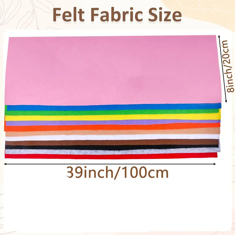 12 Colors Soft Felt Fabric Sheets, 12pcs/set DIY Craft Sewing Fabric Sheets, Handmade Fabric Patches for Bag Making 1