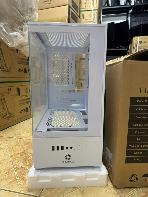CASE MÁY TÍNH KÍNH CƯỜNG LỰC COOLERPLUS MÀU TRẮNG pc cá bể thùng  pc khung 3