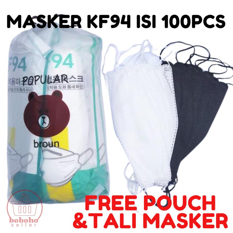 Masker Kf94 isi 100pcs plus Pouch & Tali Masker Loop Telinga Nyaman ...