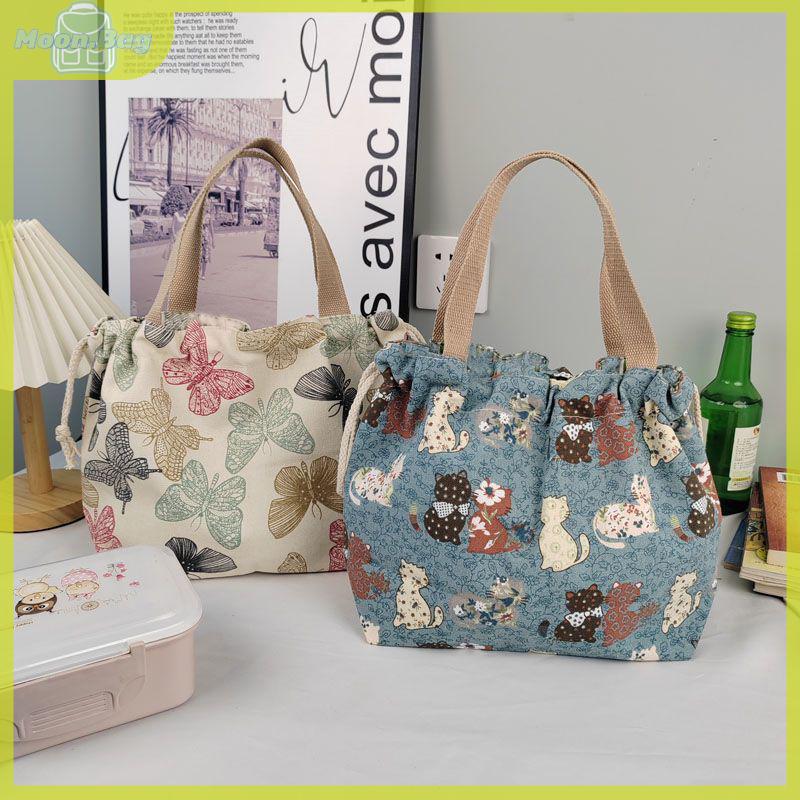 Túi Xách Vải Bố In Hình Thời Trang Sức Chứa Lớn Túi Tote Thích Hợp Cho Nhân Viên Văn Phòng Hộp Cơm Trưa Túi Bento Bag Canvas