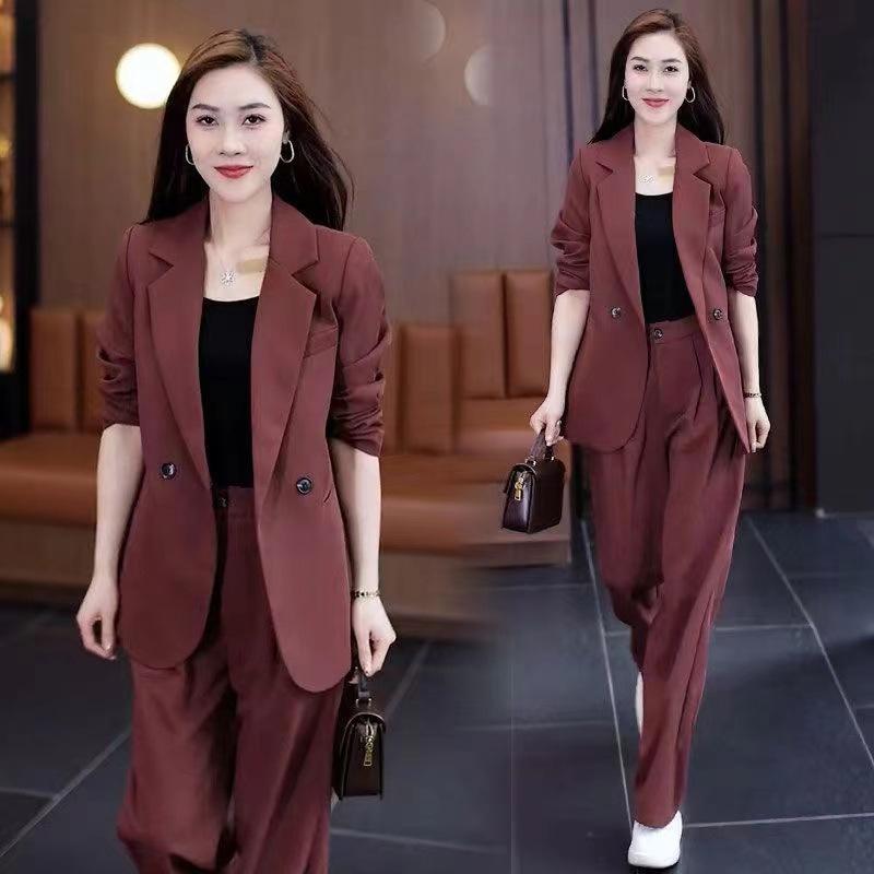 Bộ Đồ Ngoại Cỡ, Chuyên Nghiệp, Hàng Mới Về Mùa Xuân 2025, Dáng Rộng Rãi Và Bó Sát, Áo Khoác Blazer Thường Ngày Quần Ống Rộng, Bộ Hai Mảnh 2