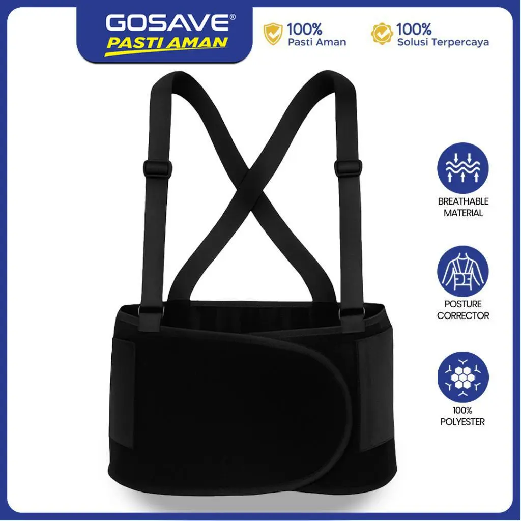 GOSAVE Korset Penegak Punggung Bahan Polyester Back Support Belt Safety K3 Elastis Untuk Pekerja Proyek