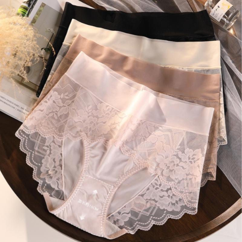 < 40-100kg > 36311 quyến rũ mùa hè tận hưởng sự thoải mái : Đồ lót nữ cạp cao ngoại cỡ với quần lót ren mở rộng siêu mỏng không đường may và thoáng khí